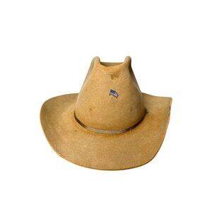 Vintage John B. Stetson 4X Beaver Cowboy Hat Tan Felt Western Fedora USA Made 11